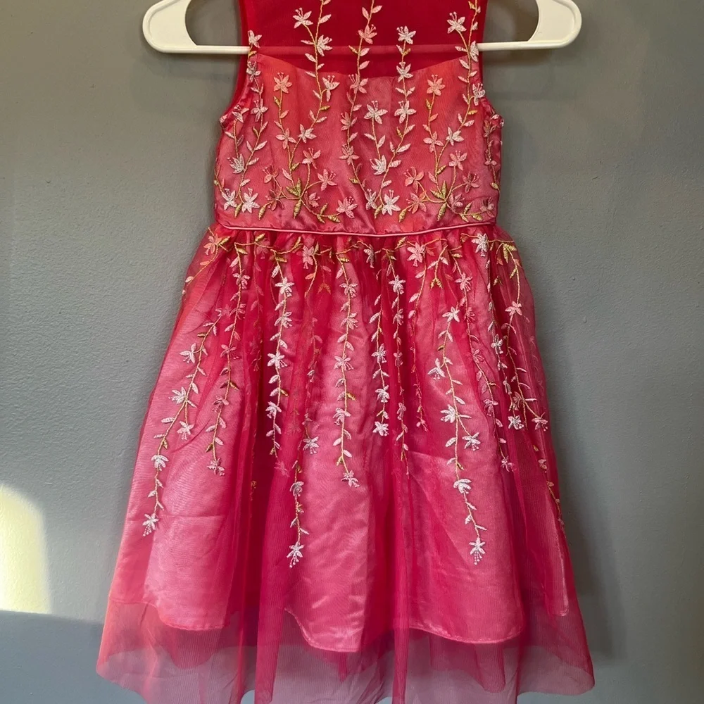 Joan Michelle embroidered Pink fashion party Dress for girls/size 5